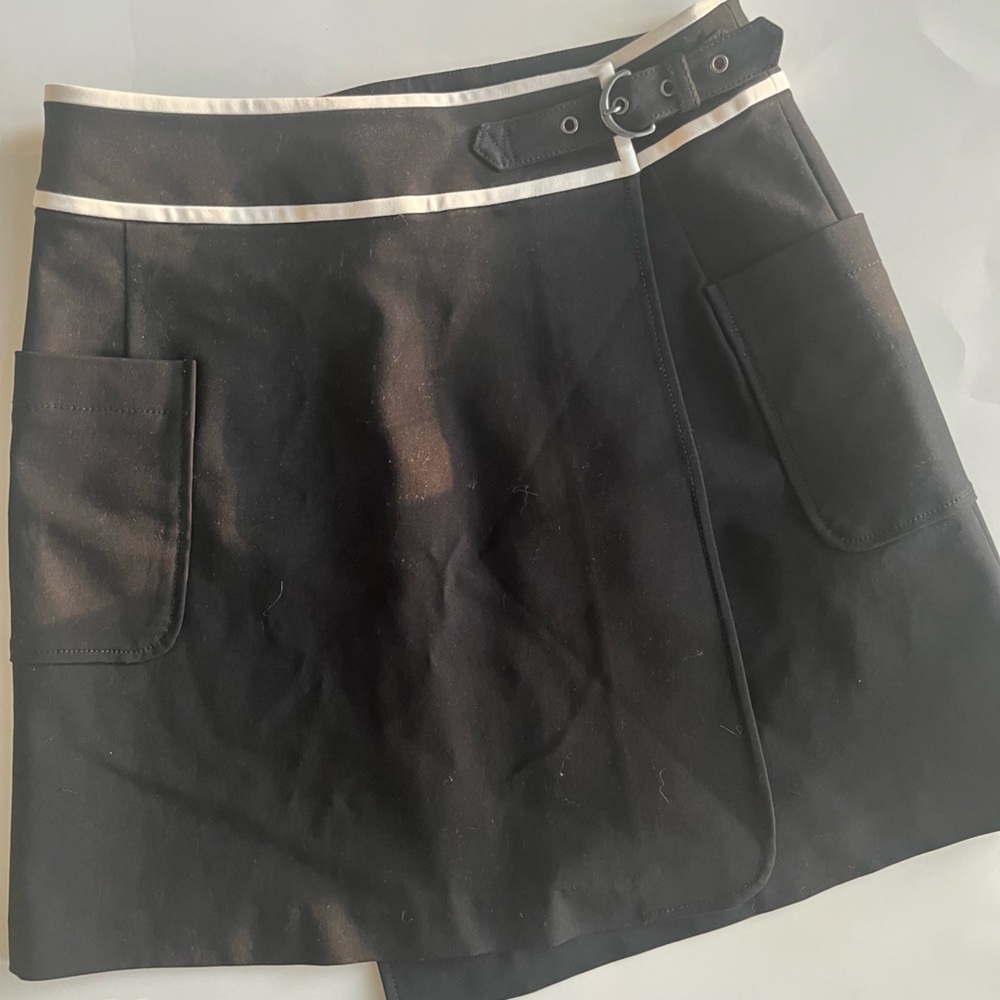 Marciano Black wrap miniskirt with white trim and buckle